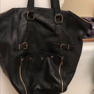 YVES SAINT LAURENT Black leather Downtown Tote